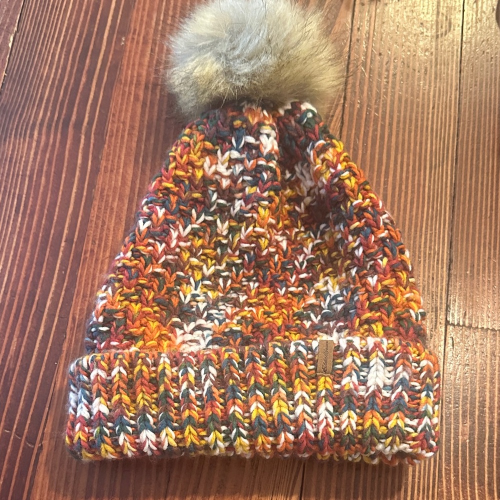 Sold ✅Eddie Bauer Colorful Knit Beanie with Pom-Pom - Picture 1 of 4